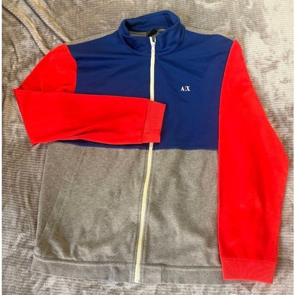Armani Exchange AX Mens Colorblock Track Jacket Blue Red Grey XXL XXL/TTG